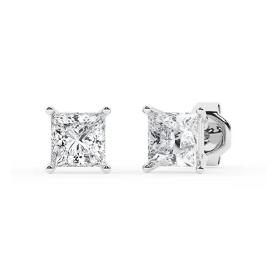 Princess Lab Diamond Silver Stud Earrings (2 ct. tw.)