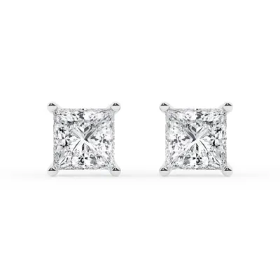 Princess Lab Diamond Silver Stud Earrings (3 ct. tw.)