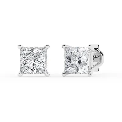 Princess Lab Diamond Silver Stud Earrings (3 ct. tw.)