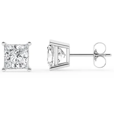 Princess Lab Diamond Silver Stud Earrings (3 ct. tw.)