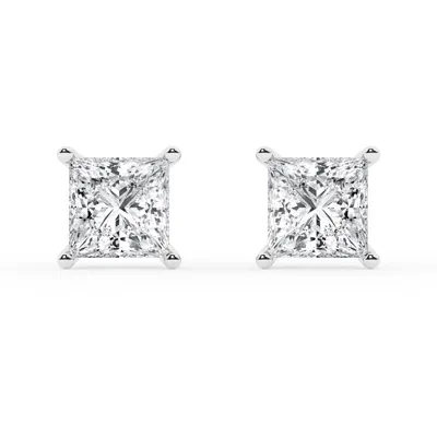 Princess Lab Diamond Silver Stud Earrings (4 ct. tw.)