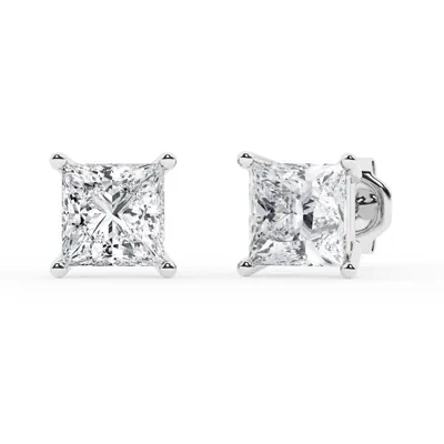Princess Lab Diamond Silver Stud Earrings (4 ct. tw.)