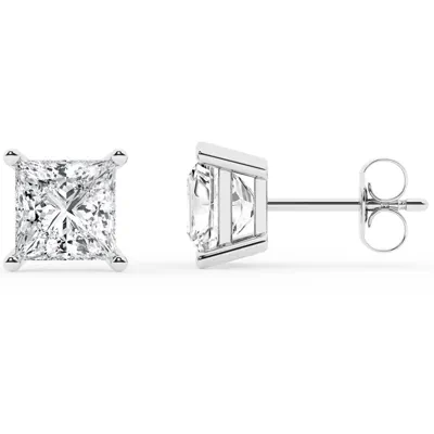 Princess Lab Diamond Silver Stud Earrings (4 ct. tw.)