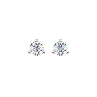 Three-Prong Martini Lab Diamond Silver Studs (1 ct. tw.)