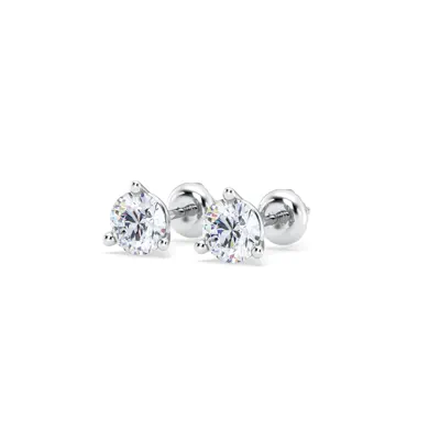 Three-Prong Martini Lab Diamond Silver Studs (1 ct. tw.)