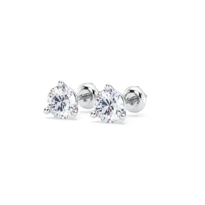 Three-Prong Martini Lab Diamond Silver Studs (1.50 ct. tw.)