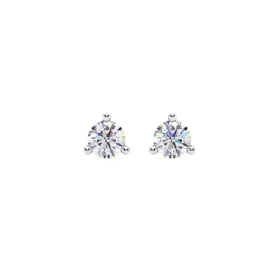 Three-Prong Martini Lab Diamond Silver Studs (3/4 ct. tw.)