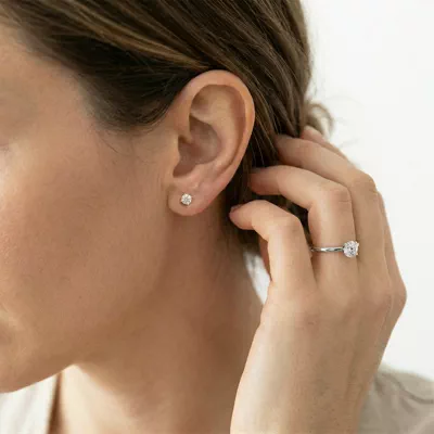 Lab Diamond Silver Stud Earrings (.75 ct. tw.)