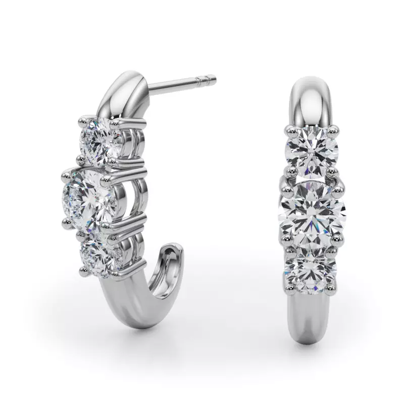 14K White Gold Trio Lab Diamond Earrings (1 ct. tw.)