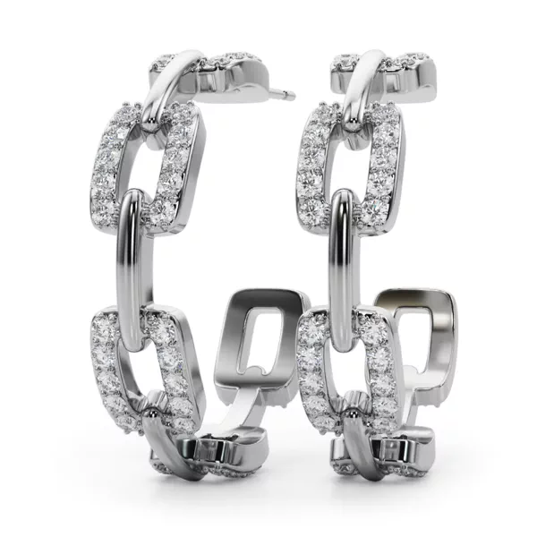Chain Link Pavé Hoop Earrings With Lab Diamonds