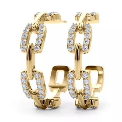 Chain Link Pavé Hoop Earrings With Lab Diamonds