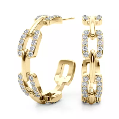 Chain Link Pavé Hoop Earrings With Lab Diamonds