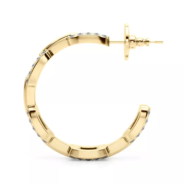Chain Link Pavé Hoop Earrings With Lab Diamonds