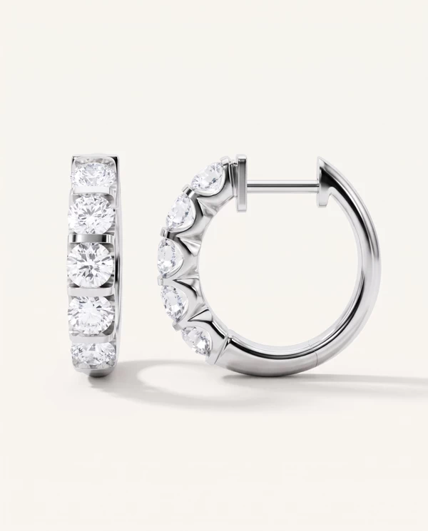 Diamond Earrings Bar Set Lab Diamond Hoop earrings