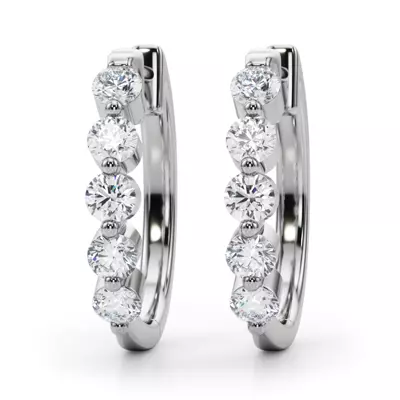 Shared Prong Lab Diamond Hoops