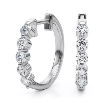 Shared Prong Lab Diamond Hoops