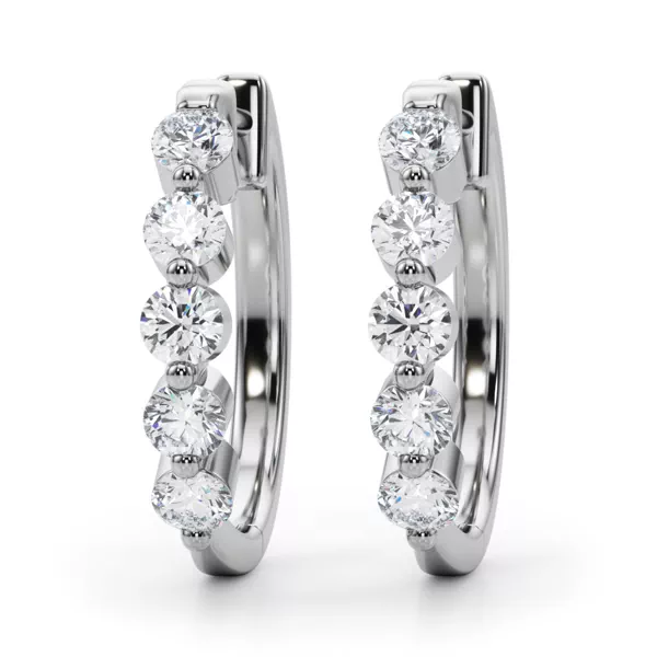 Shared Prong Lab Diamond Hoops