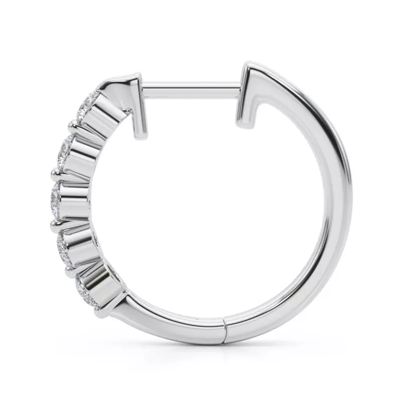 14K White Gold Shared Prong Lab Diamond Hoops