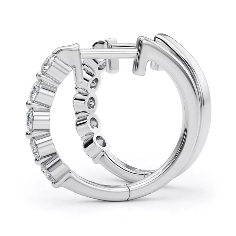 14K White Gold Shared Prong Lab Diamond Hoops