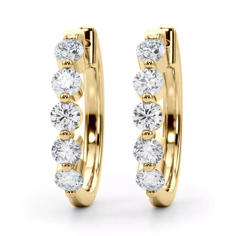 14K Yellow Gold Shared Prong Lab Diamond Hoops