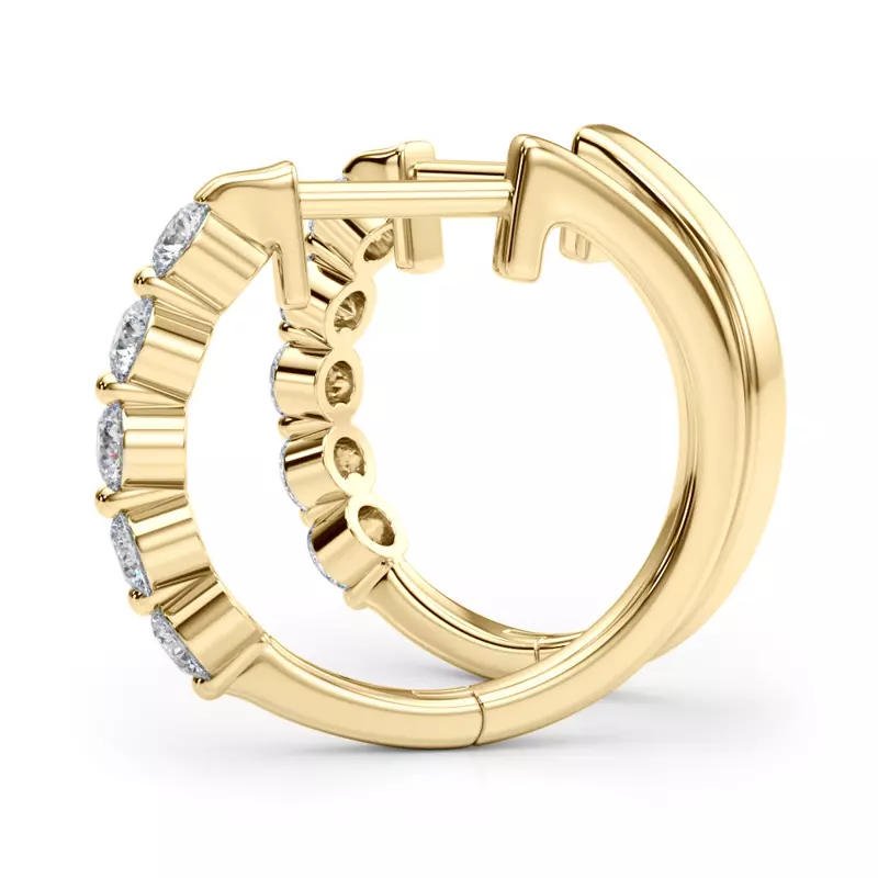 14K Yellow Gold Shared Prong Lab Diamond Hoops