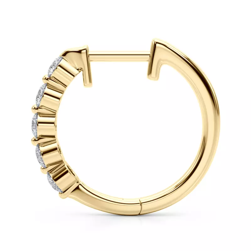 14K Yellow Gold Shared Prong Lab Diamond Hoops