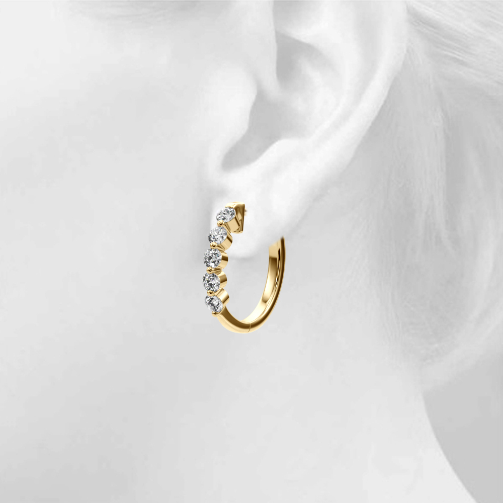 Shared Prong Lab Diamond Hoops-14K Yellow Gold