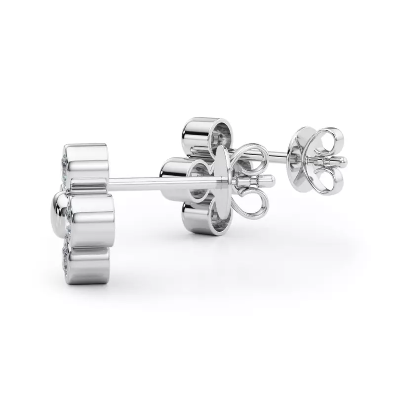 14K White Gold Lab Diamond Cluster Earrings