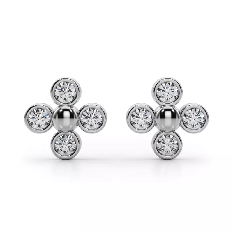 14K White Gold Lab Diamond Cluster Earrings