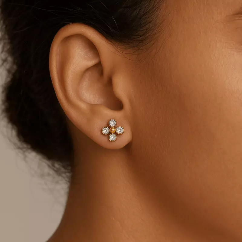 14K White Gold Lab Diamond Cluster Earrings