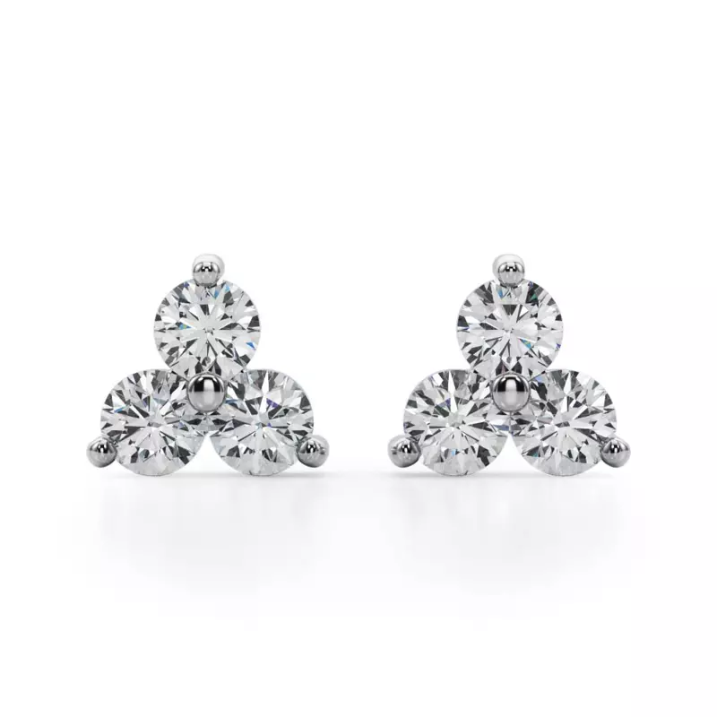 14K White Gold Trio Lab Diamond Stud Earrings (1 ct. tw.)