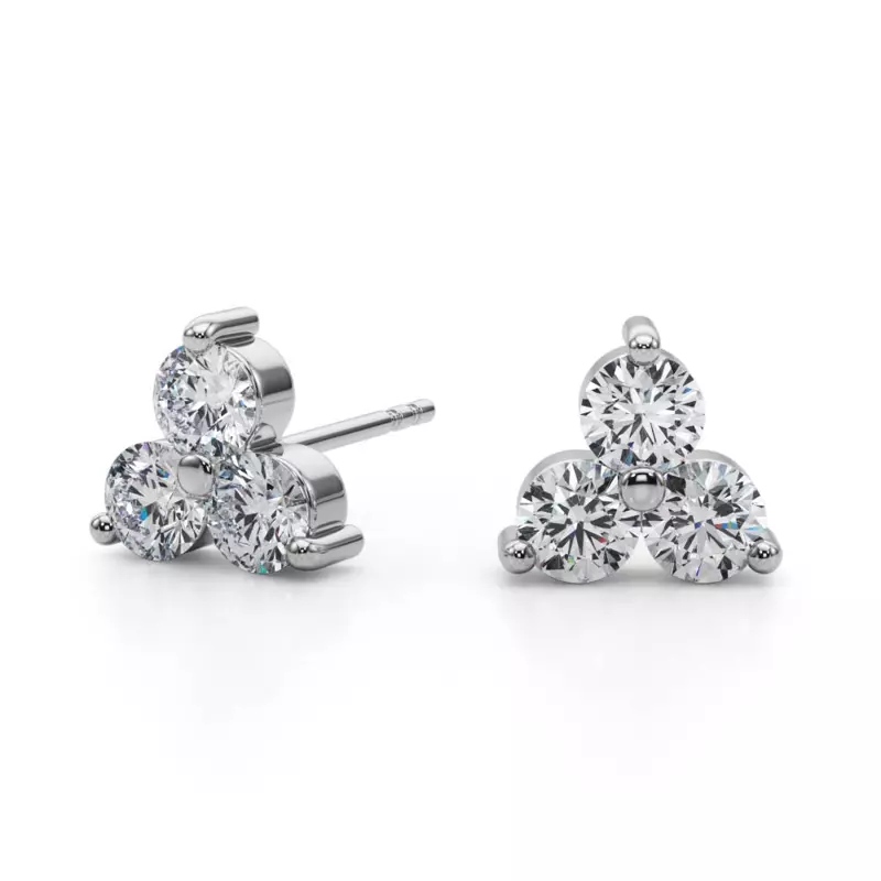 14K White Gold Trio Lab Diamond Stud Earrings (1 ct. tw.)