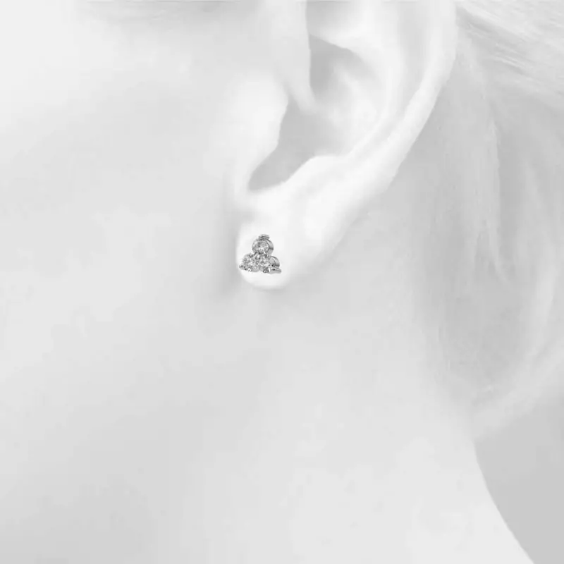 14K White Gold Trio Lab Diamond Stud Earrings (1 ct. tw.)