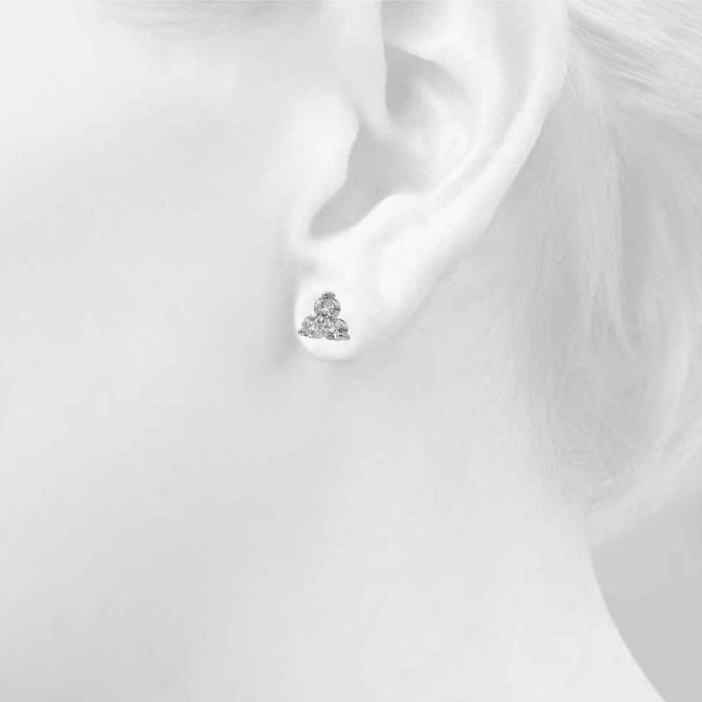 Trio Lab Diamond Stud Earrings (1 ct. tw.)-14K White Gold
