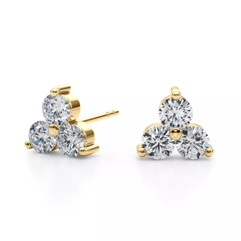14K Yellow Gold Trio Lab Diamond Stud Earrings (1 ct. tw.)