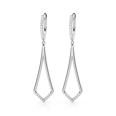 Geometric Pavé Lab Diamond Drop Earrings