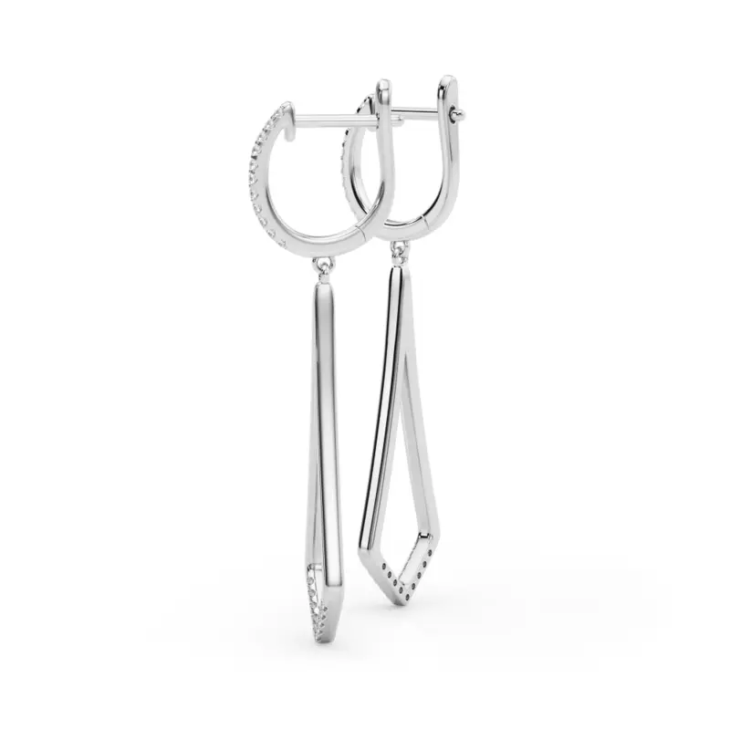 14K White Gold Geometric Pavé Lab Diamond Drop Earrings