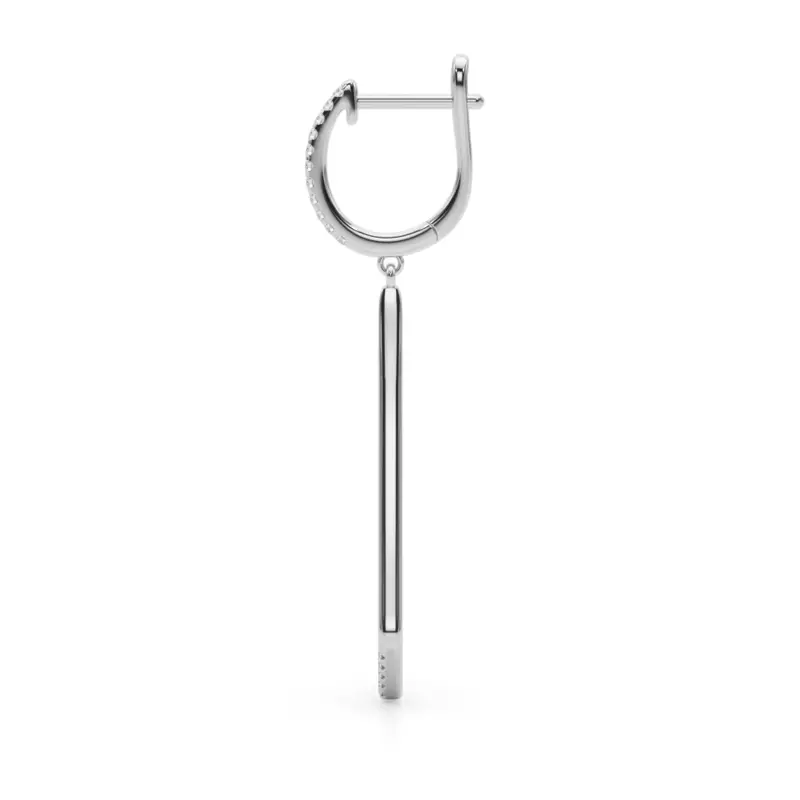 14K White Gold Geometric Pavé Lab Diamond Drop Earrings
