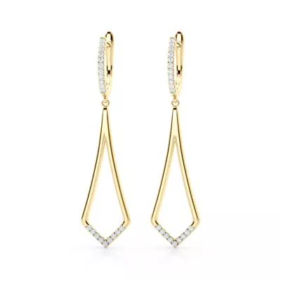 Geometric Pavé Lab Diamond Drop Earrings