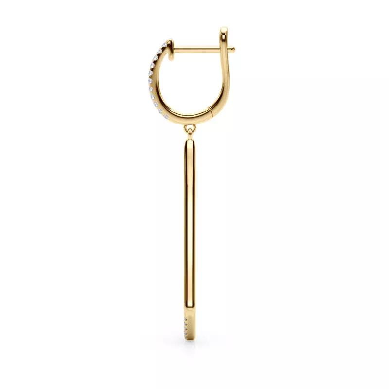 14K Yellow Gold Geometric Pavé Lab Diamond Drop Earrings