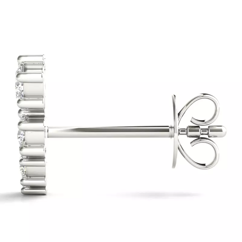 14K White Gold Scattered Lab Diamond Climber Earrings