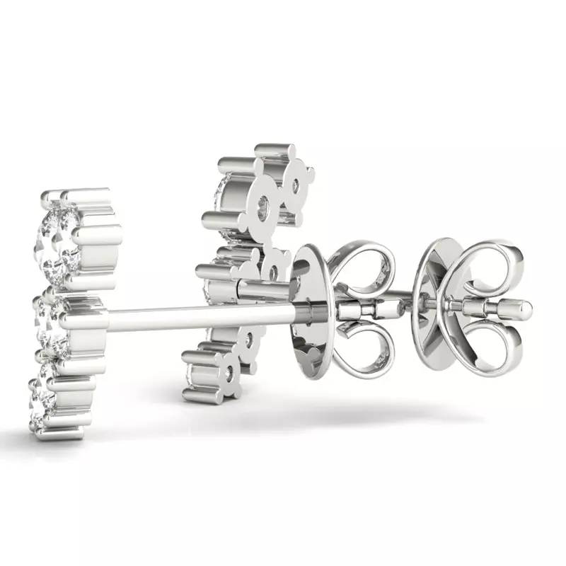 14K White Gold Scattered Lab Diamond Climber Earrings