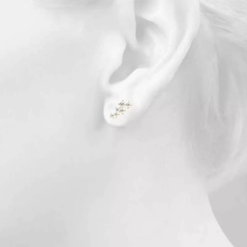 14K White Gold Scattered Lab Diamond Climber Earrings
