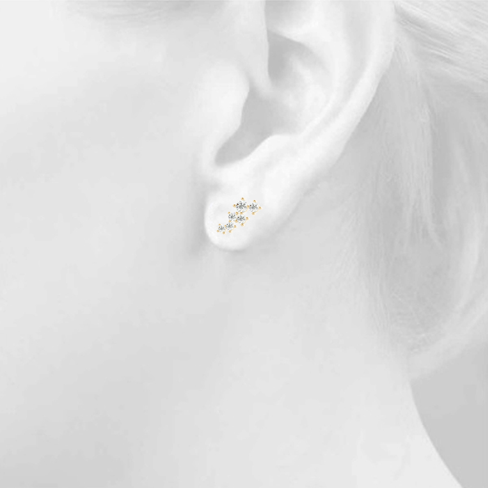 Scattered Lab Diamond Climber Earrings-14K White Gold