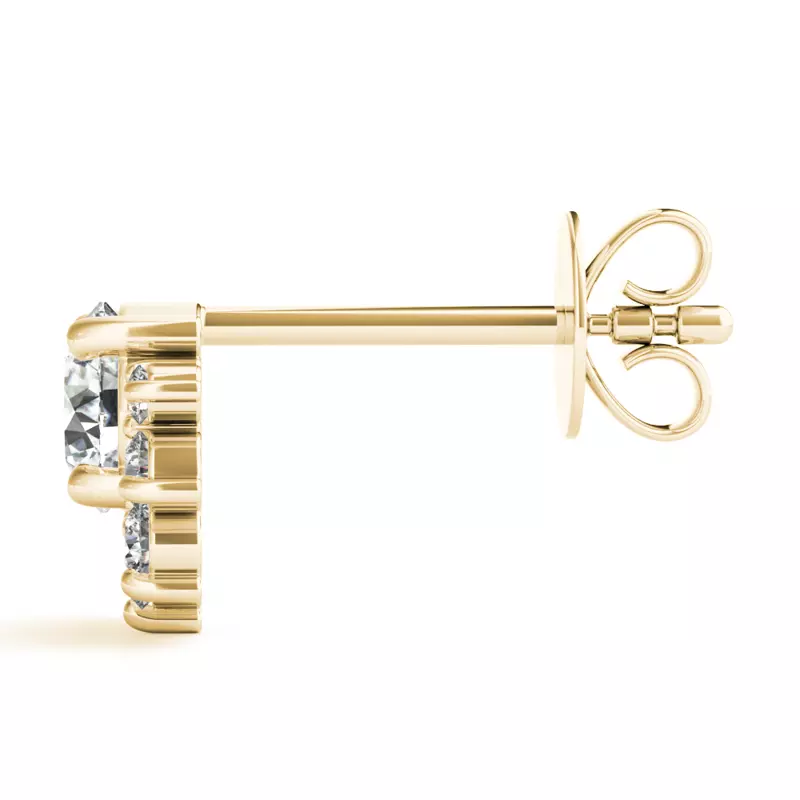 14K Yellow Gold Petal Cluster Lab Diamond Stud Earrings