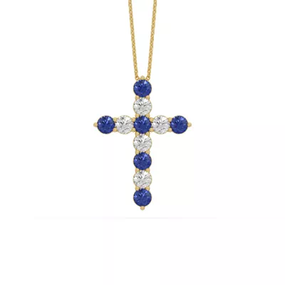 Cross Lab Sapphire & Lab Diamond Vermeil Necklace (1.00 ct. tw.)