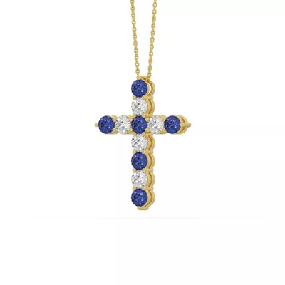 Cross Lab Sapphire & Lab Diamond Vermeil Necklace (1.00 ct. tw.)