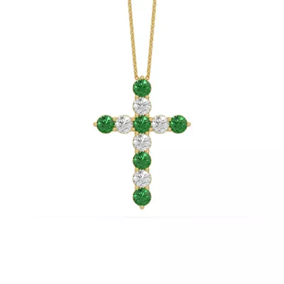 Cross Lab Emerald & Lab Diamond Vermeil Necklace (1.00 ct. tw.)