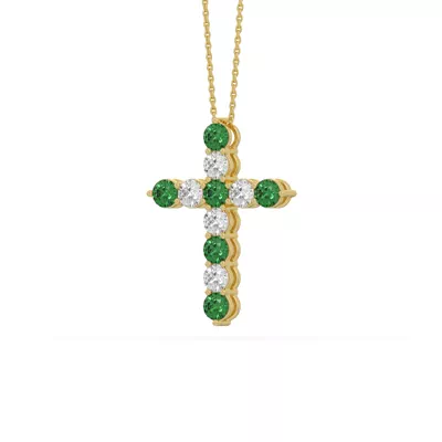 Cross Lab Emerald & Lab Diamond Vermeil Necklace (1.00 ct. tw.)