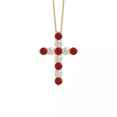 Cross Lab Ruby & Lab Diamond Vermeil Necklace (1.00 ct. tw.)